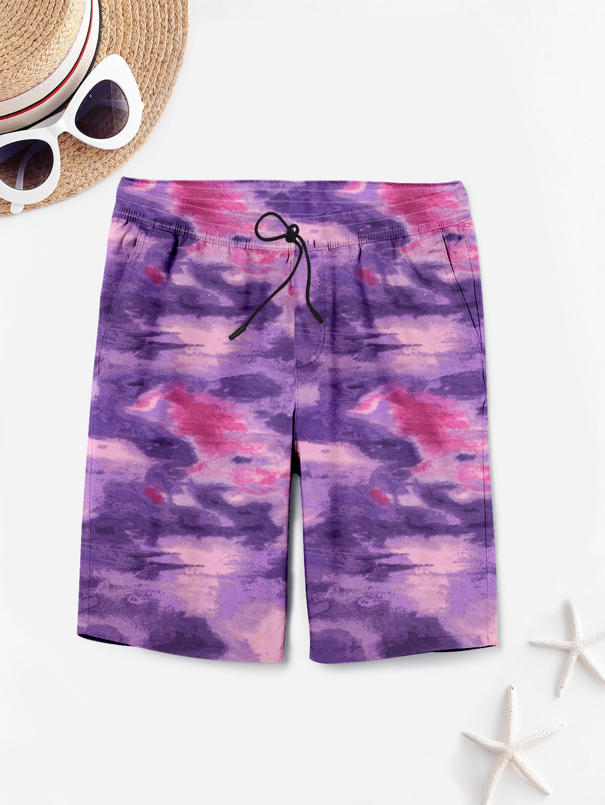 Next Summer Single Jersey Short For Men-Allover Purple Blue Print-SP8298
