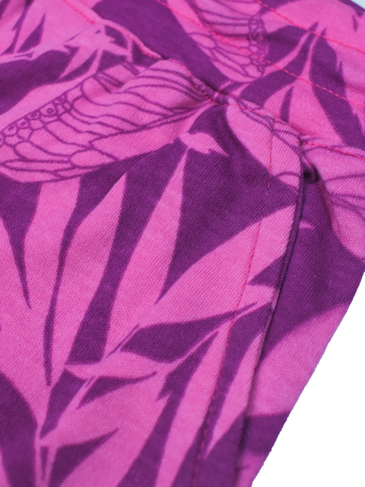 Next Summer Single Jersey Short For Men-Allover Pink Leaf Print-SP8295