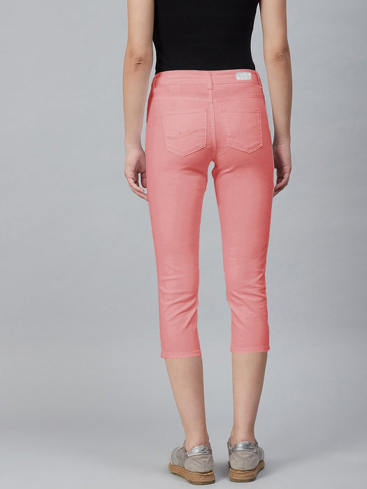Stookers Slim Fit Capri For Ladies-Carrot Pink-F186