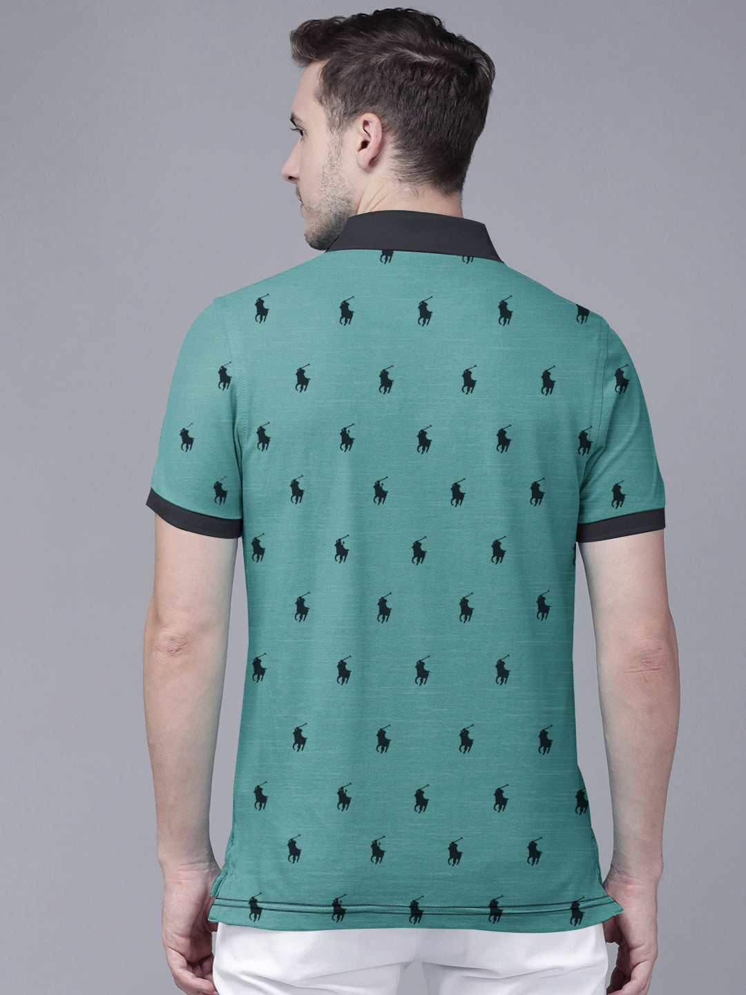Summer Polo Shirt For Men-Cyan Green-AN3951