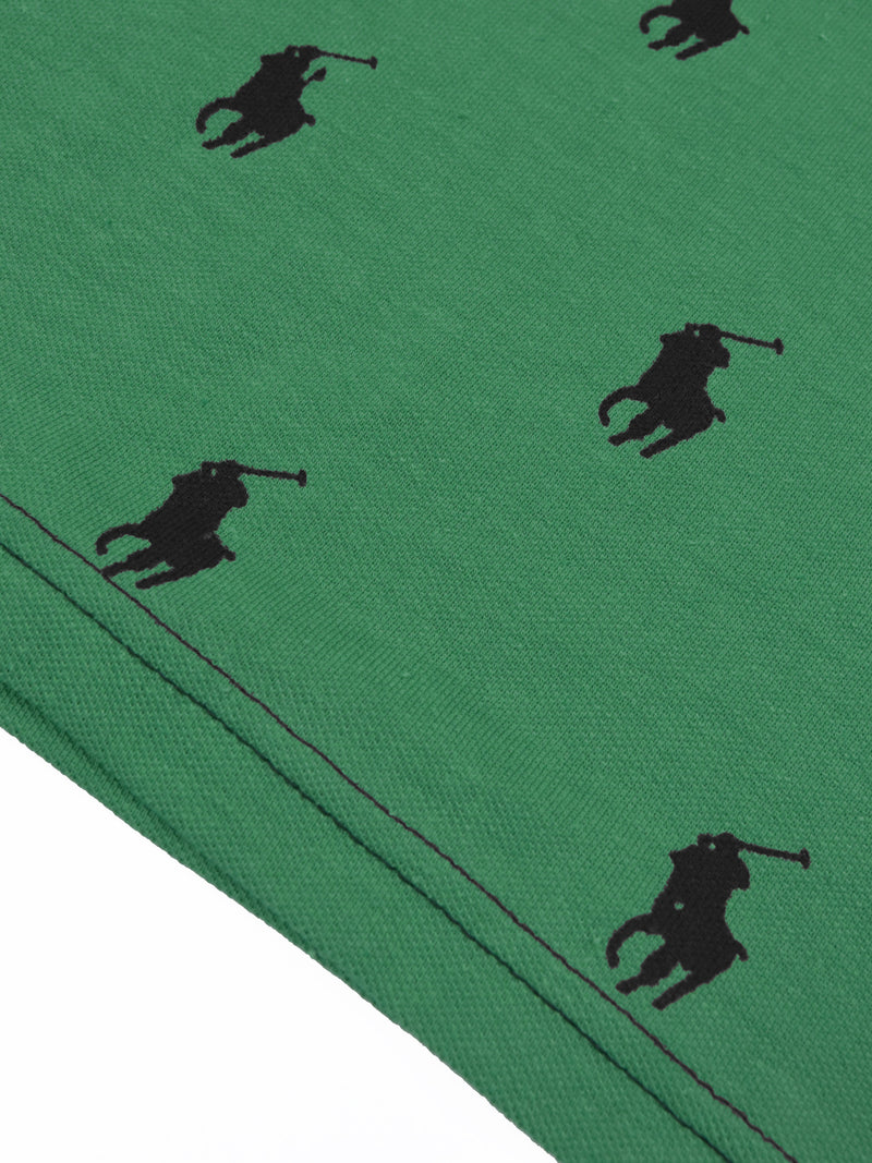 Summer Polo Shirt For Men-Green Melange with Allover Print-RT2340