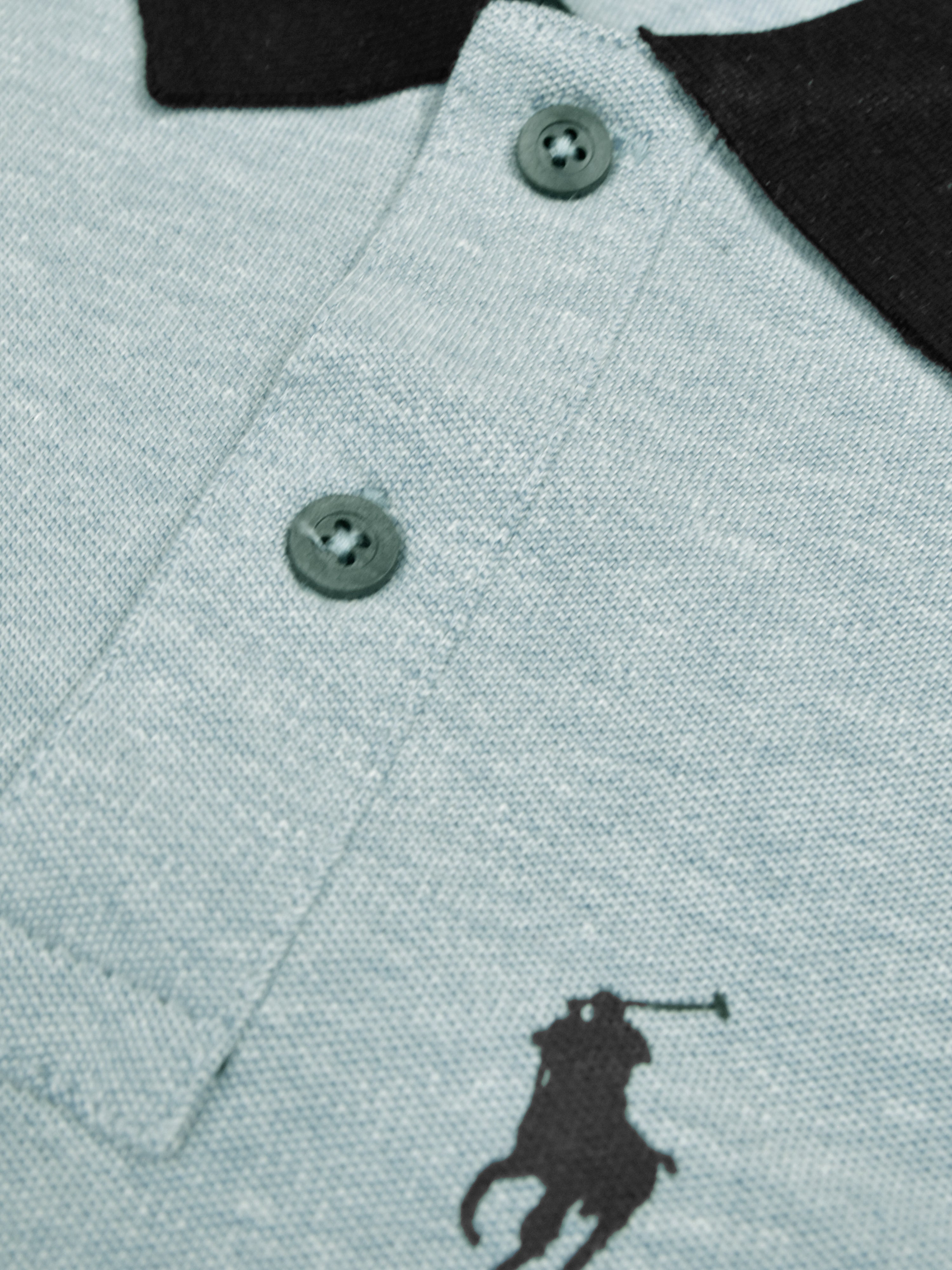 Summer Polo Shirt For Men-Light Cyan Green Melange-AN3977