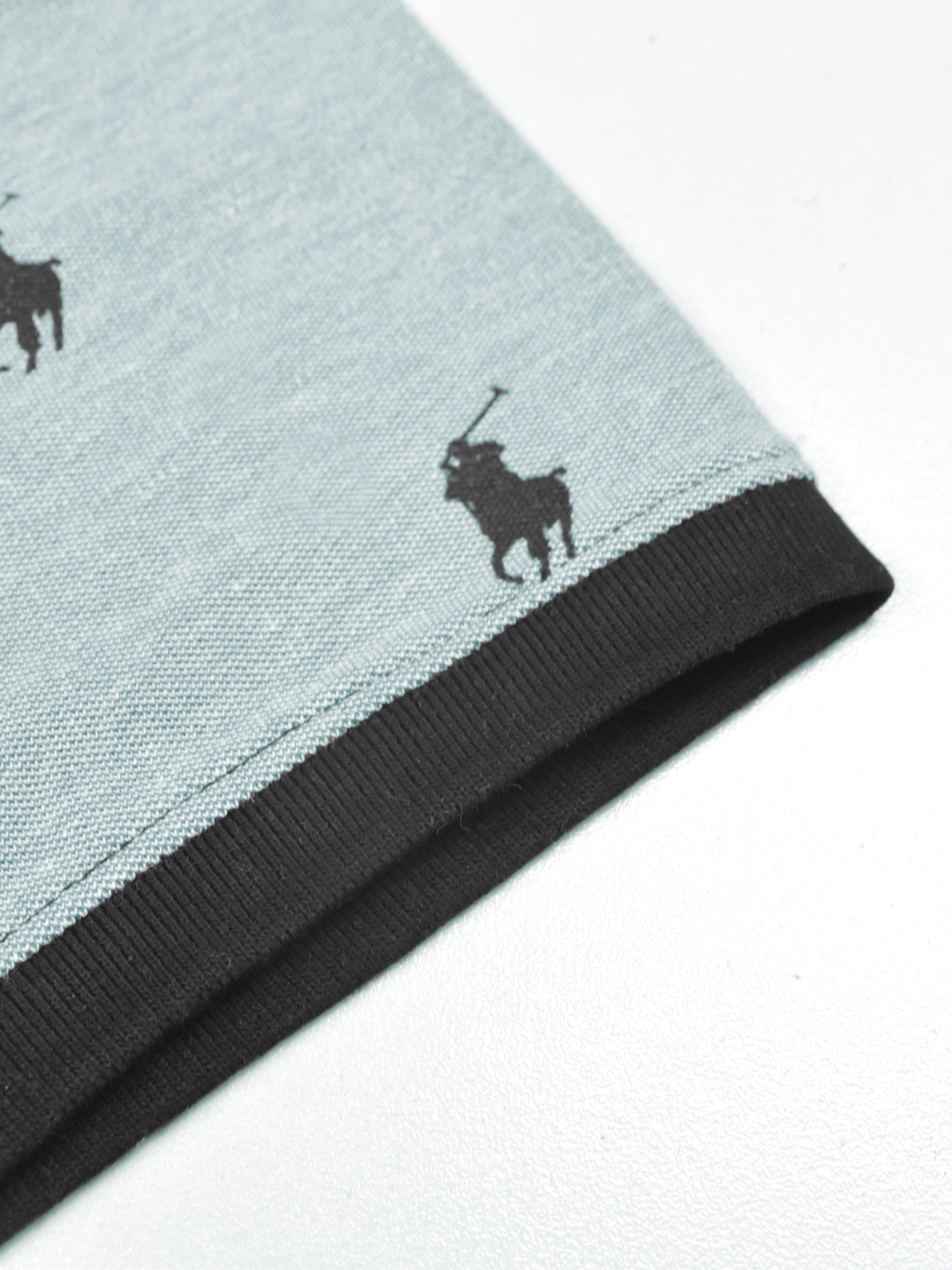 Summer Polo Shirt For Men-Light Cyan Green Melange-AN3977