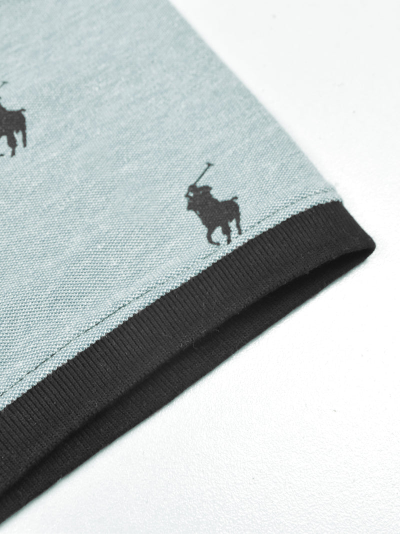 Summer Polo Shirt For Men-Light Cyan Green Melange-AN3977