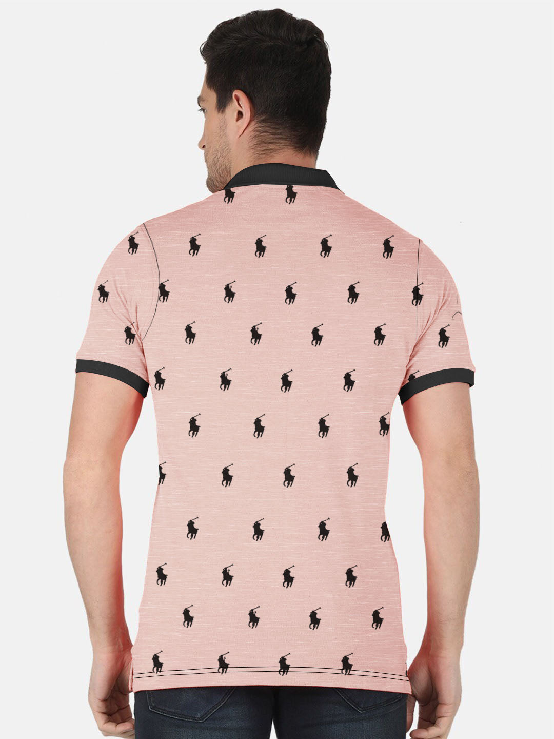 Summer Polo Shirt For Men-Light Pink Melange-AN4021