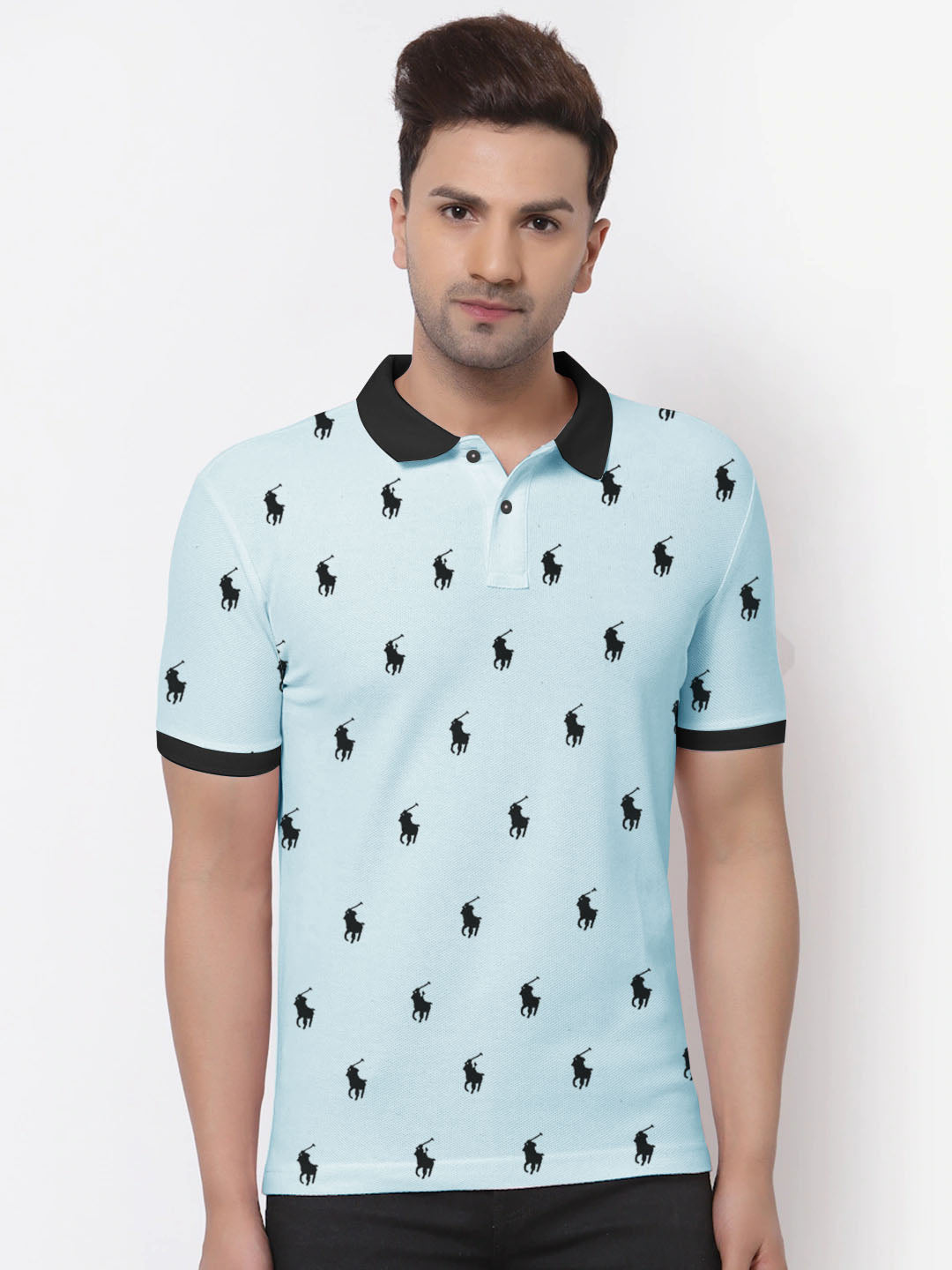Summer Polo Shirt For Men-Sky Blue-AN3966