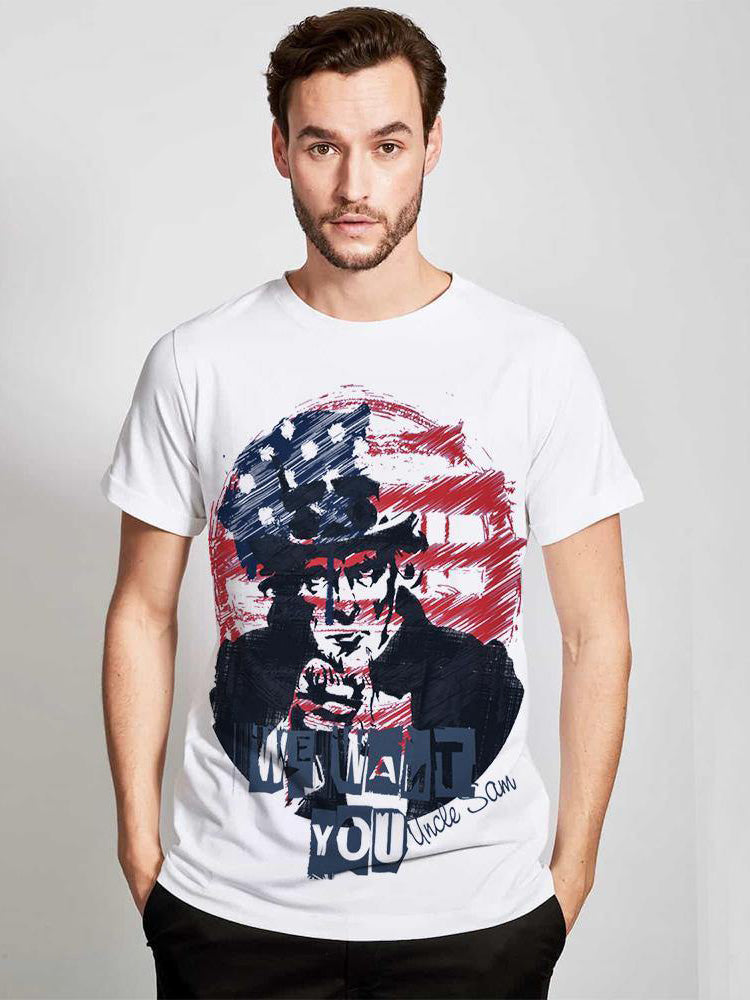 Summer Tee Shirt For Men-White With Print-AN4063