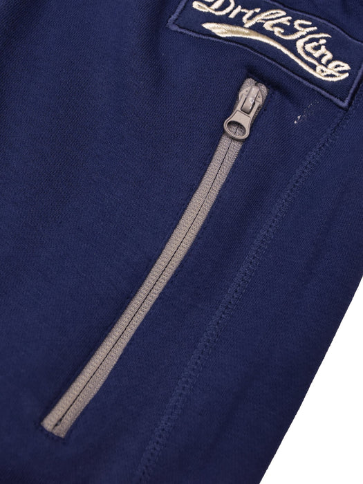 Drift King Regular Fit Zipper Fleece Jogger Trouser For Men-Navy-BE15401