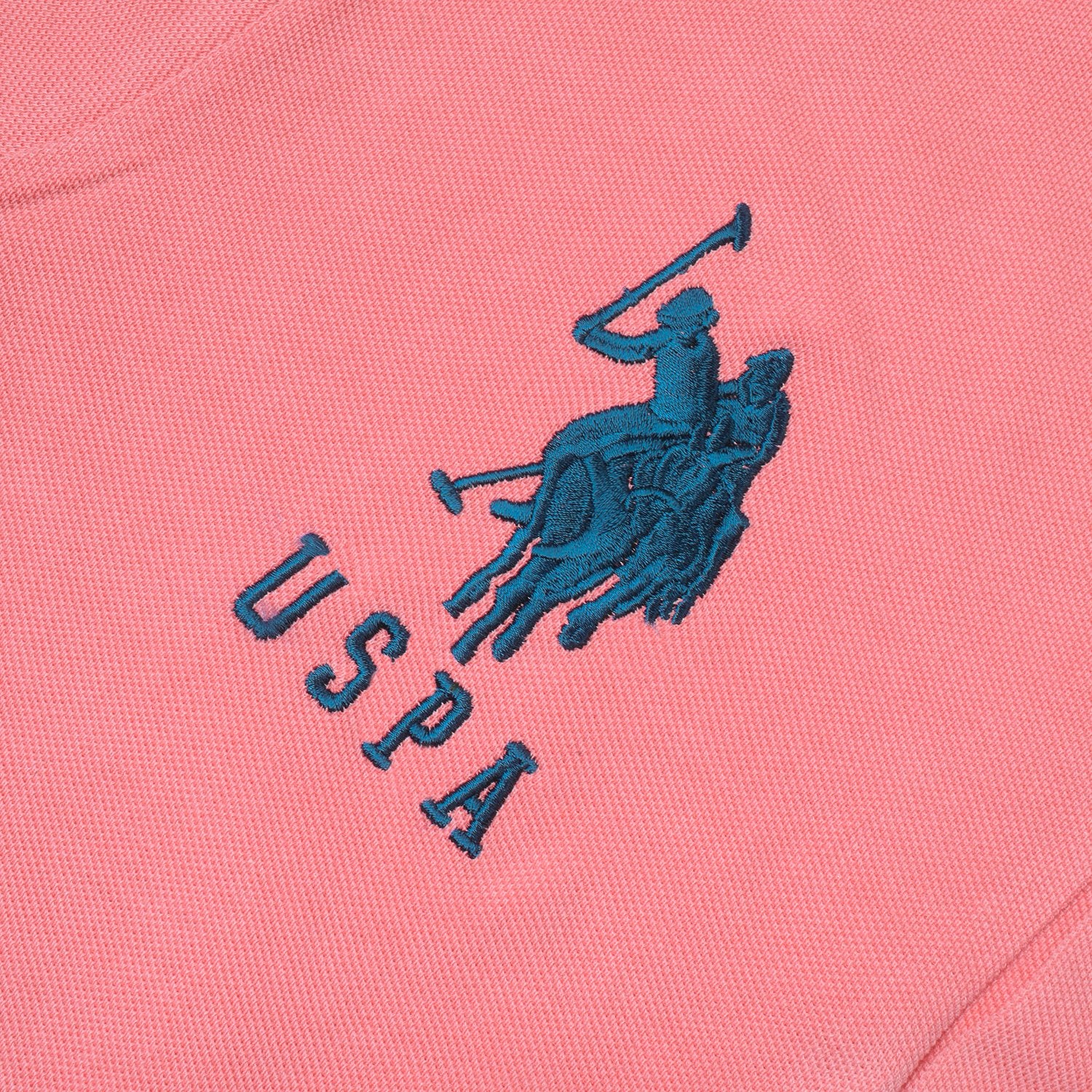 US Polo Muscle Fit Stylish Fashion Shirt For Men-Light Pink With Prussian Blue Panel-BE14694