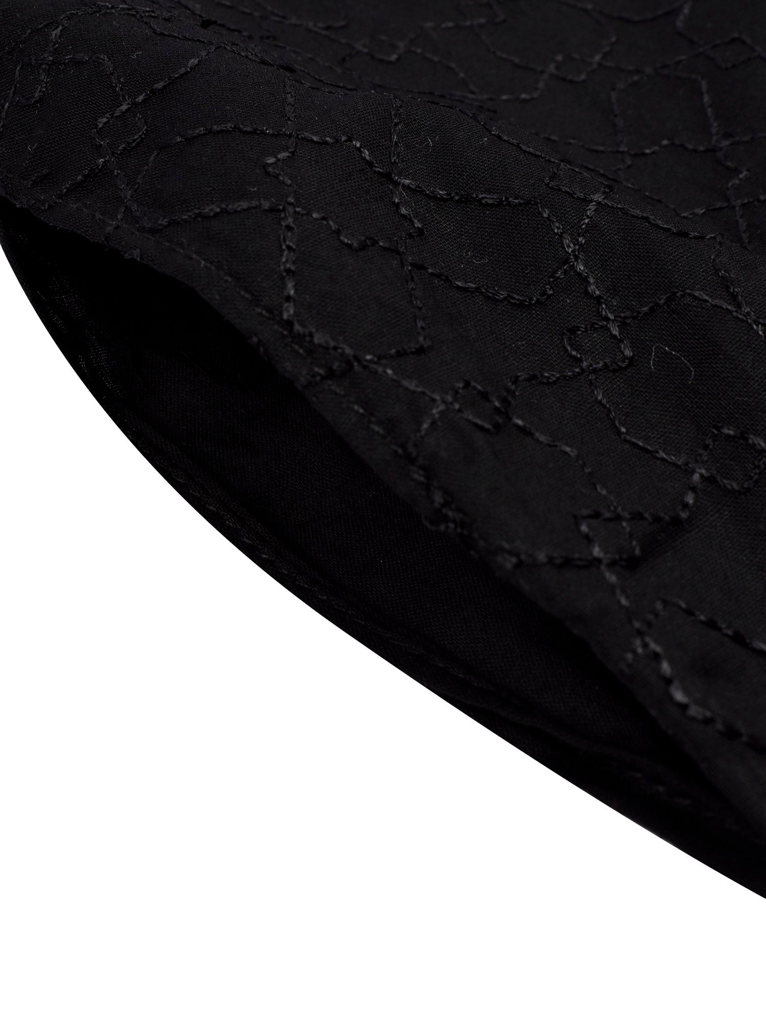 Stitched Kurta For Kids-Black Allover Textured-VL0043