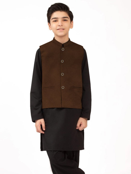 Premium Quality Stylish Velvet Waistcoat For Boys-Brown-RT956