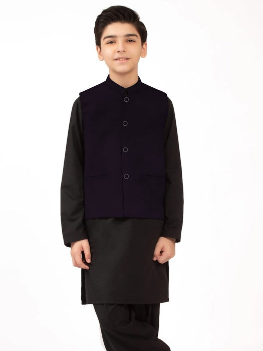 Premium Quality Stylish Velvet Waistcoat For Boys-Dark Purple-RT947