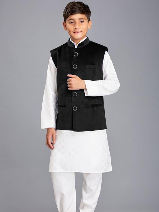 Premium Quality Stylish Velvet Waistcoat For Boys-Black-RT953
