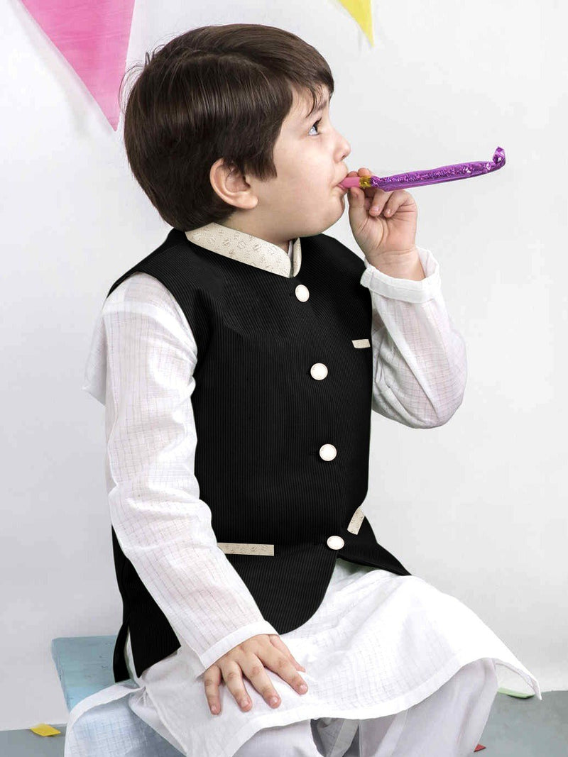 Premium Quality Stylish Velvet Waistcoat For Boys-Black-RT944
