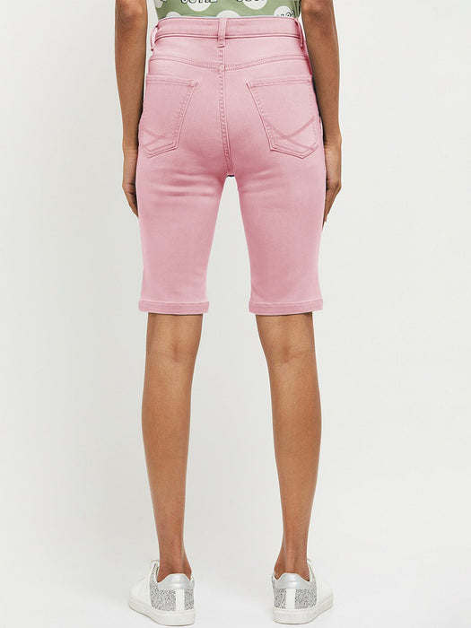 Wear With Love Denim Short For Ladies-Pink-F243