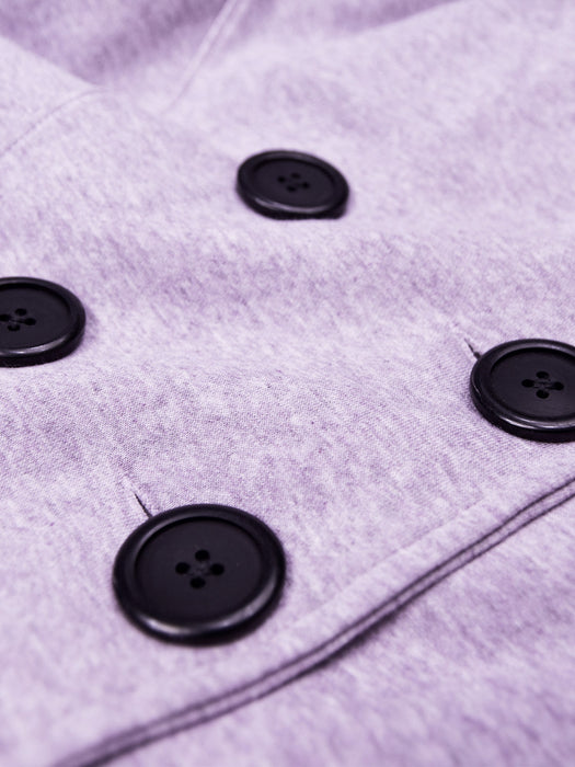 McKenzie Fleece Stylish Long Trench Coat For Ladies-Light Purple Melange-RT1042