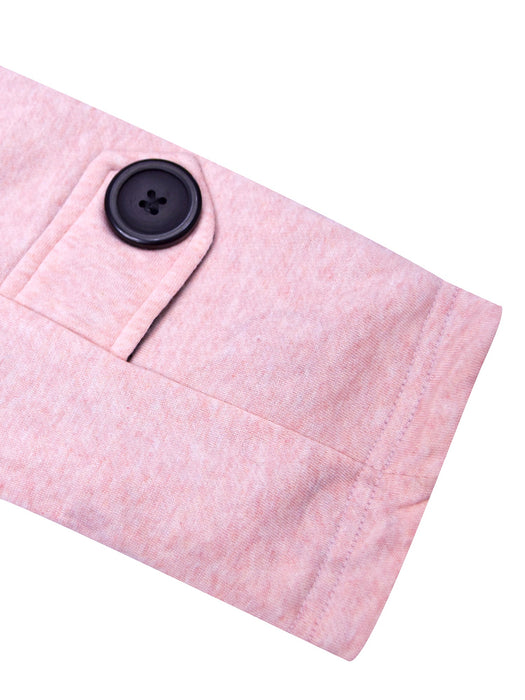 McKenzie Fleece Stylish Long Trench Coat For Ladies-Pink Melange-RT1030