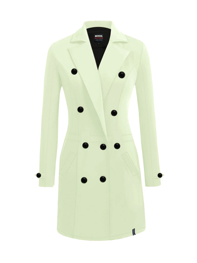 McKenzie Stylish Long Trench Coat For Ladies-Light Smoke Green-BR49